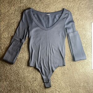 SO Gray Fitted Ribbed Bodysuit